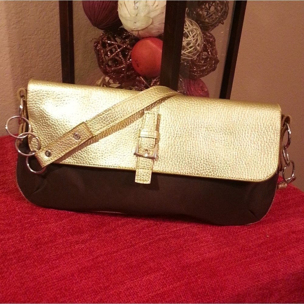 Bijoux Terner Brown And Gold Shoulder Handbag